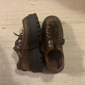 UNIF Brown Leather Platform Loafers